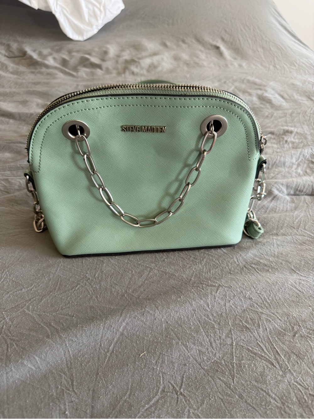 Steve Madden Mint Green Chain-Accent Crossbody Bag